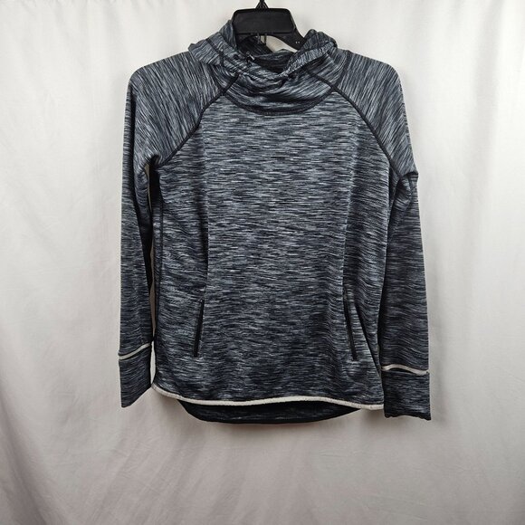 GAP Fit Orbit Fleece Hooded Sweatshirt High Neck Dark Gray Size M Reflective - Picture 1 of 4